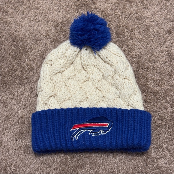 NFL Accessories - Buffalo Bills Beanie Pom Hat Cap Womens One Size Blue White Knit NFL Logo